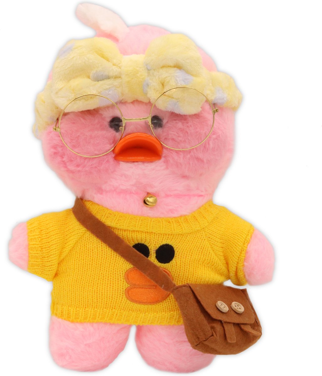 Klikkopers® Paper Duck - Cute Eend - Lalafanfan Duck Knuffel - Schattig Eend - LalaFan - Roze