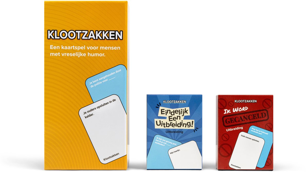 Klootzakken kaartspel + twee uitbreidingen: Ik word gecanceld & eindelijk een uitbreiding