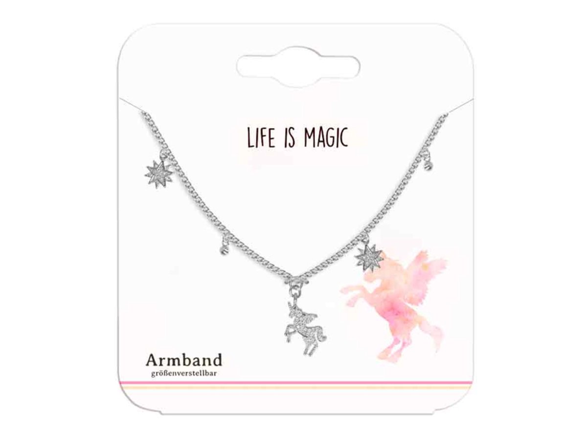  -Armband 5 bedels eenhoorn/ster-Zilver