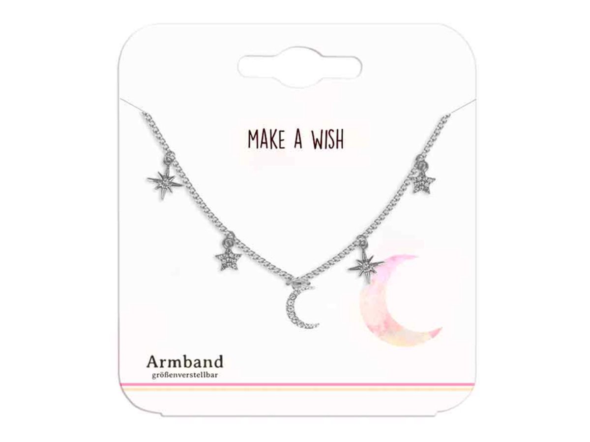  -Armband 5 bedels maan-ster-Zilver