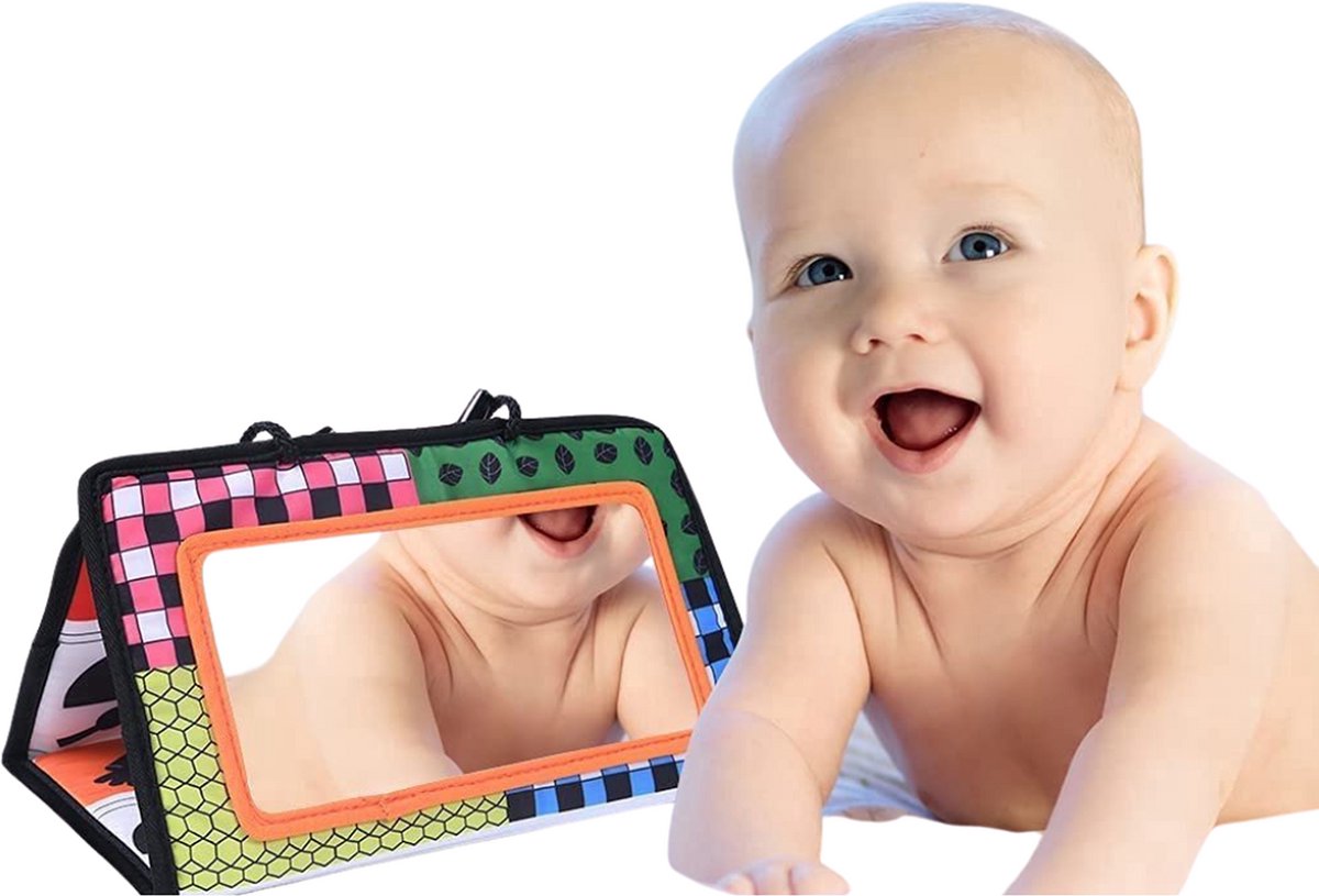   Baby Boekje - Kijk- en Knisperboekje - Vanaf 0 Maanden - Montessori - Speelgoed Tummy Time
