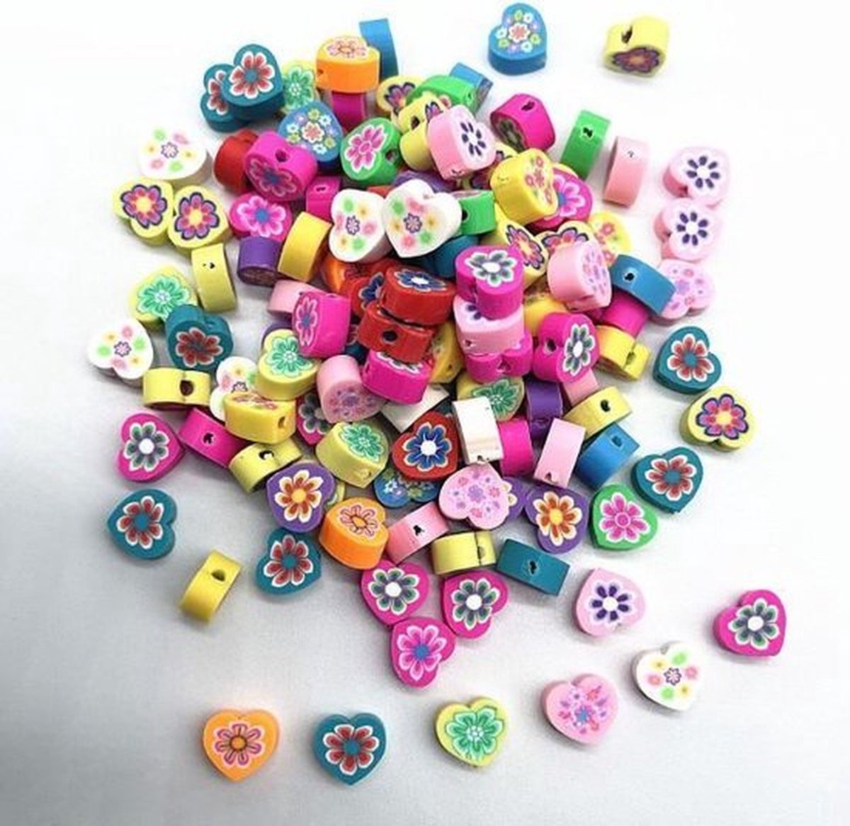 Knaak Figuurkralen Hartjes en Bloemen - Kleikralen - Fimokralen - 50 stuks