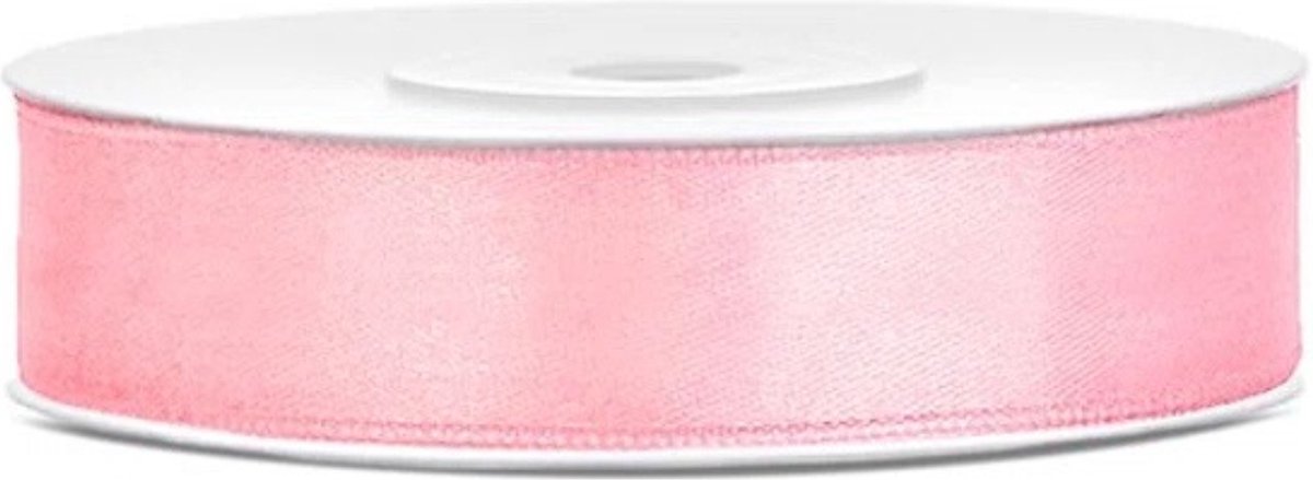 Knaak Satijn Lint - Pastel Roze - 25 meter - 12 mm breed - Voor Hobby, Cadeaus & Decoratie
