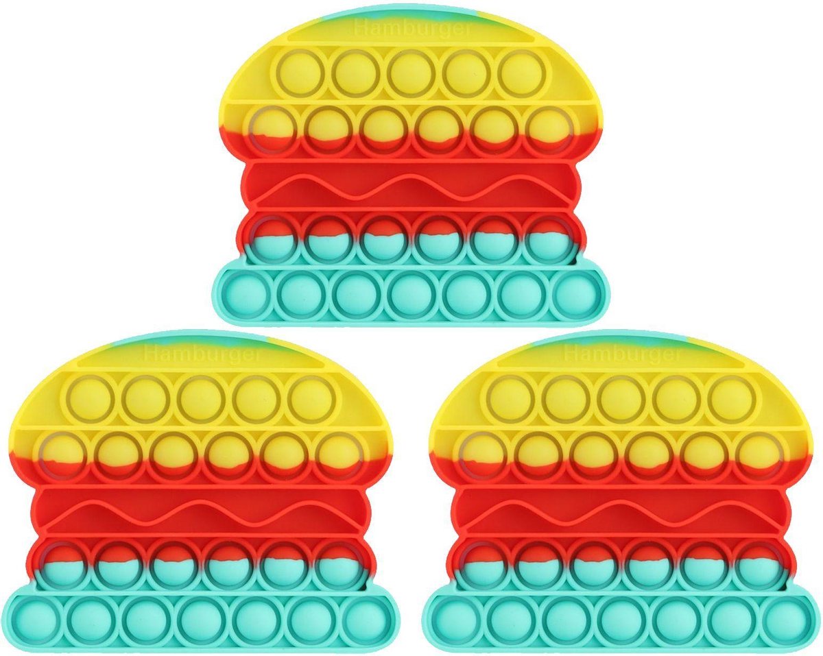 Snap en Pop it Fidget Toys - Regenboog Burger - Anti Stress (3 stuks)