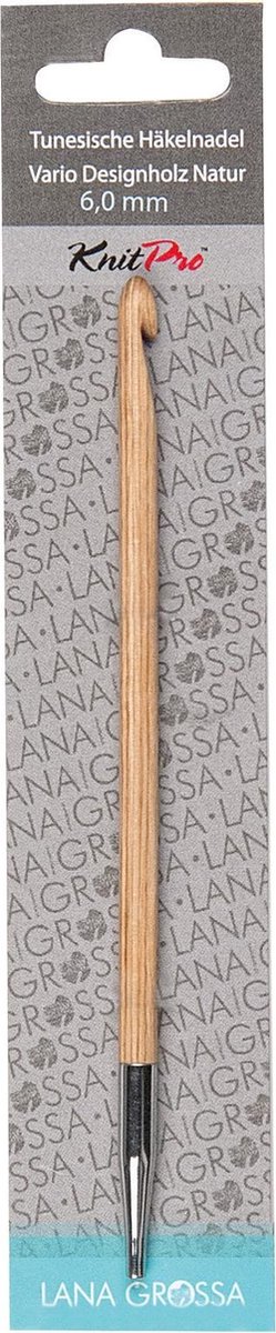Lana Grossa Tunische haaknaald verlengbaar vario 5.00 mm designholz natur
