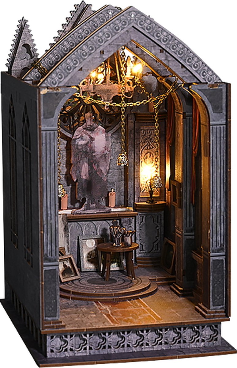 Know Me - Book Nook - DIY Miniatuur Huisjes - Modelbouwpakket - Houten Modelbouw - Tieners (14+) - Volwassenen - Houten Boekensteun - Quiet Night Prayer (SL-16)