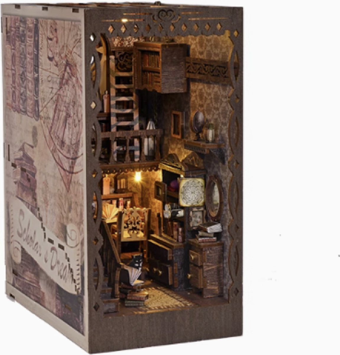 Know Me - Book Nook - DIY Miniatuur Huisjes - Modelbouwpakket - Houten Modelbouw - Tieners (14+) - Volwassenen - Houten Boekensteun - Scholars Dream (SL-09)
