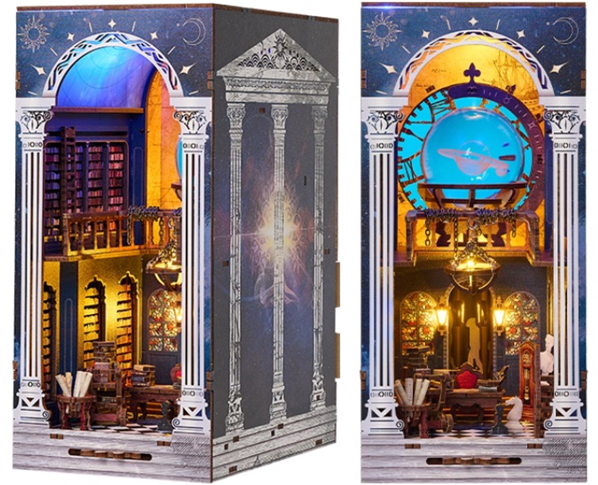Know Me - Book Nook - DIY Miniatuur Huisjes - Modelbouwpakket - Houten Modelbouw - Tieners (14+) - Volwassenen - Houten Boekensteun - The Secret Scroll of The Galaxy (SL-33)