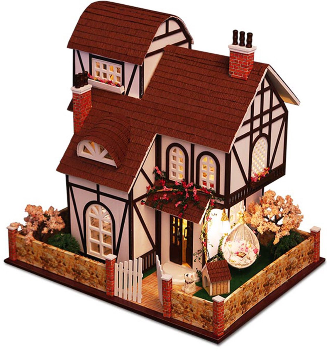 Know Me - DIY Miniatuur Huisjes - Modelbouwpakket - Houten Modelbouw - Voor Volwassenen (14+) - Poppenhuis - DIY - Flower Town (K-013)