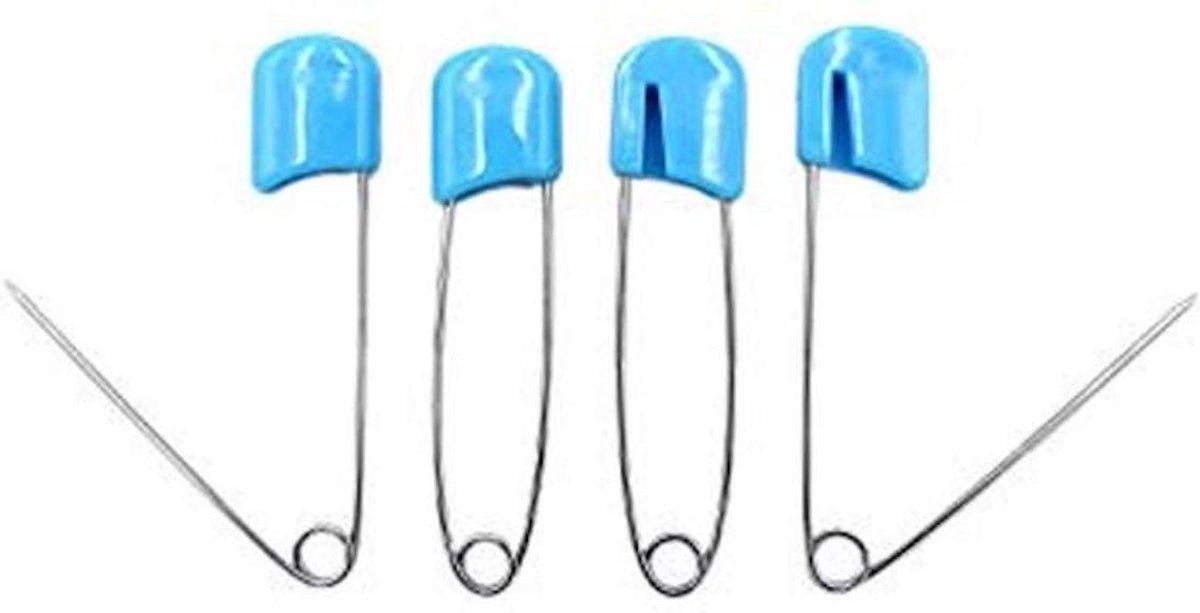 4 veiligheidsspelden met kap - pastel blauw - 5,4 cm - baby safety pins