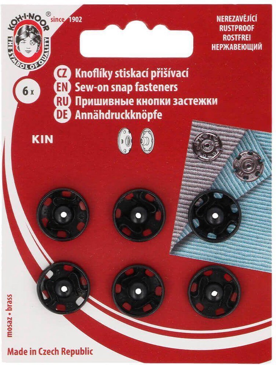 AANNAAIDRUKKNOPEN 14MM ZWART - 1X6ST