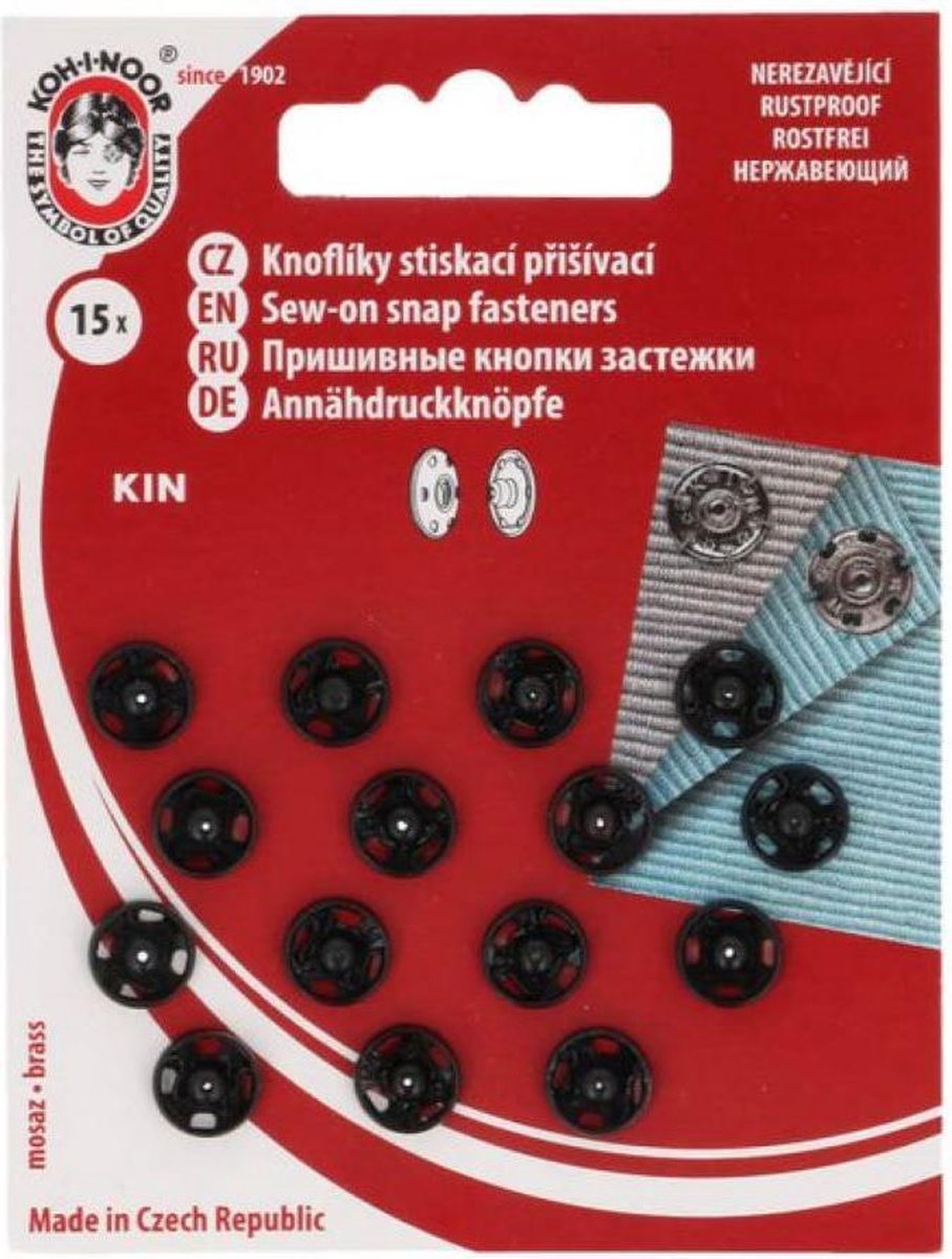 AANNAAIDRUKKNOPEN 8MM ZWART - 1X15 ST