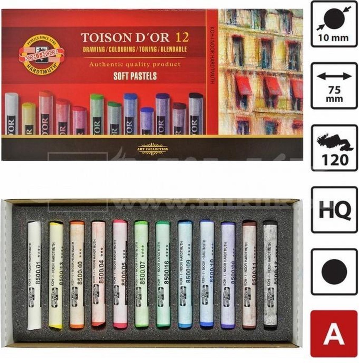 Koi i Noor Toison dor softpastelkrijt, 12 kleuren