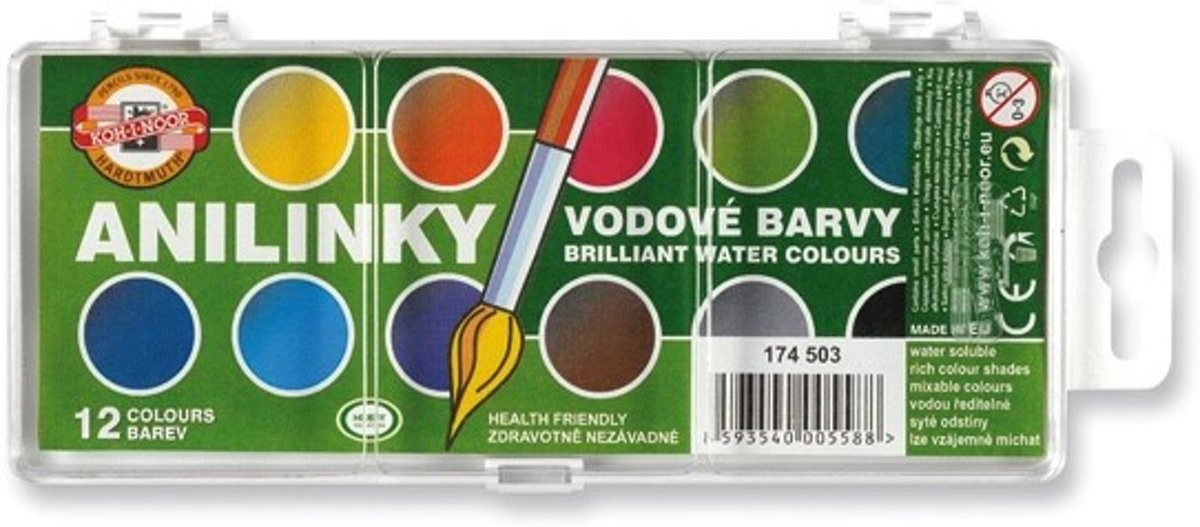KOH-I-NOOR 17450300000 12 Brilliant Water Colour Paint