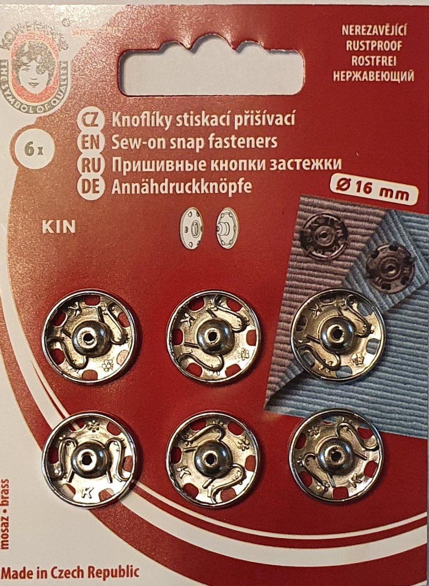 koh i noor aan naaidrukker 16mm zilver 6 stuks sinds 1902