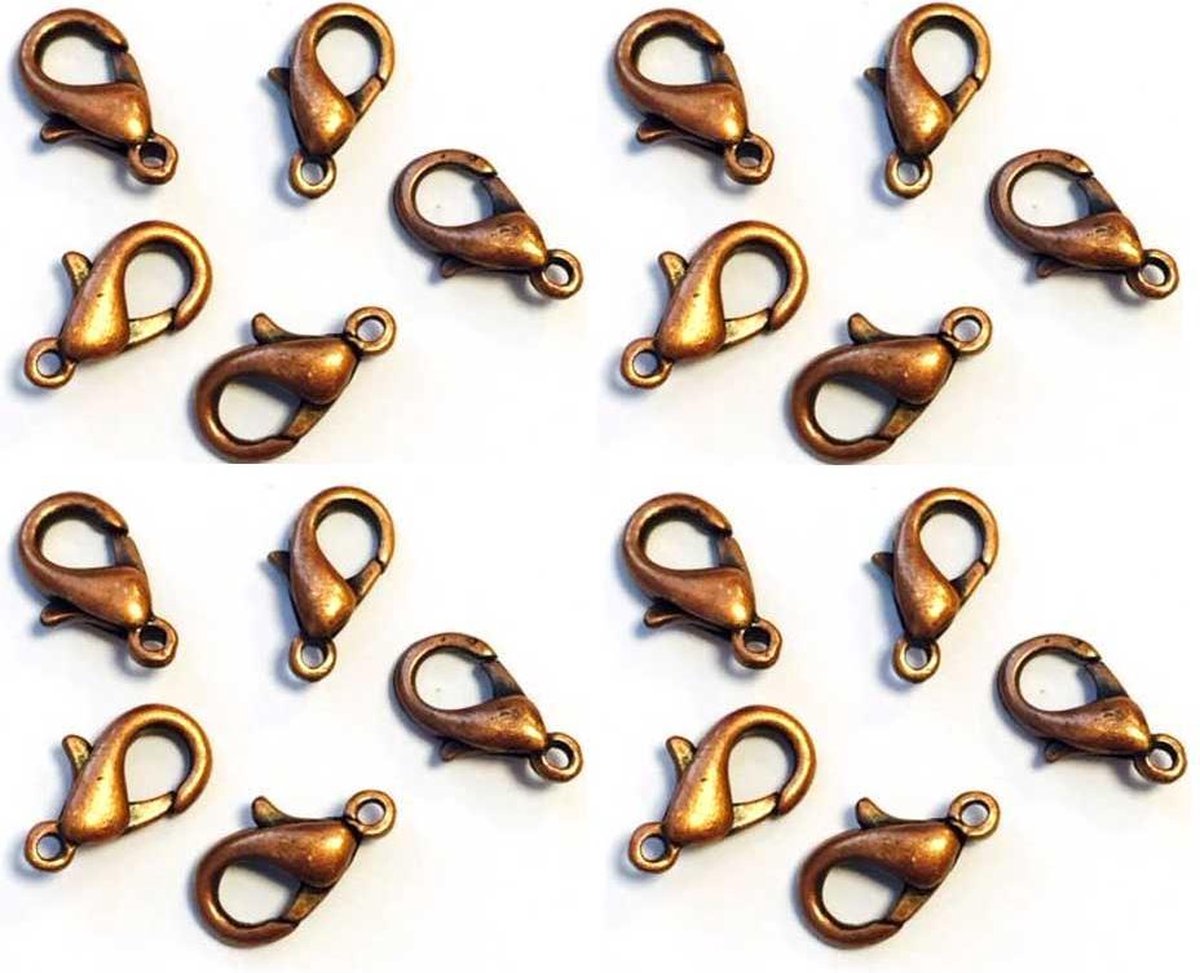 Karabijn Sluitingen - Antiek Koper - 12mm - 20 Stuks