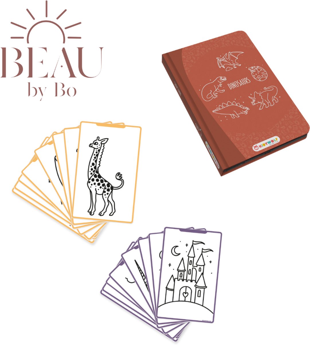 BEAU by Bo Kidywolf Kidydraw Mini Tekenboek met LCD-scherm Dinosaurussen + Refill Once upon a time & Animals