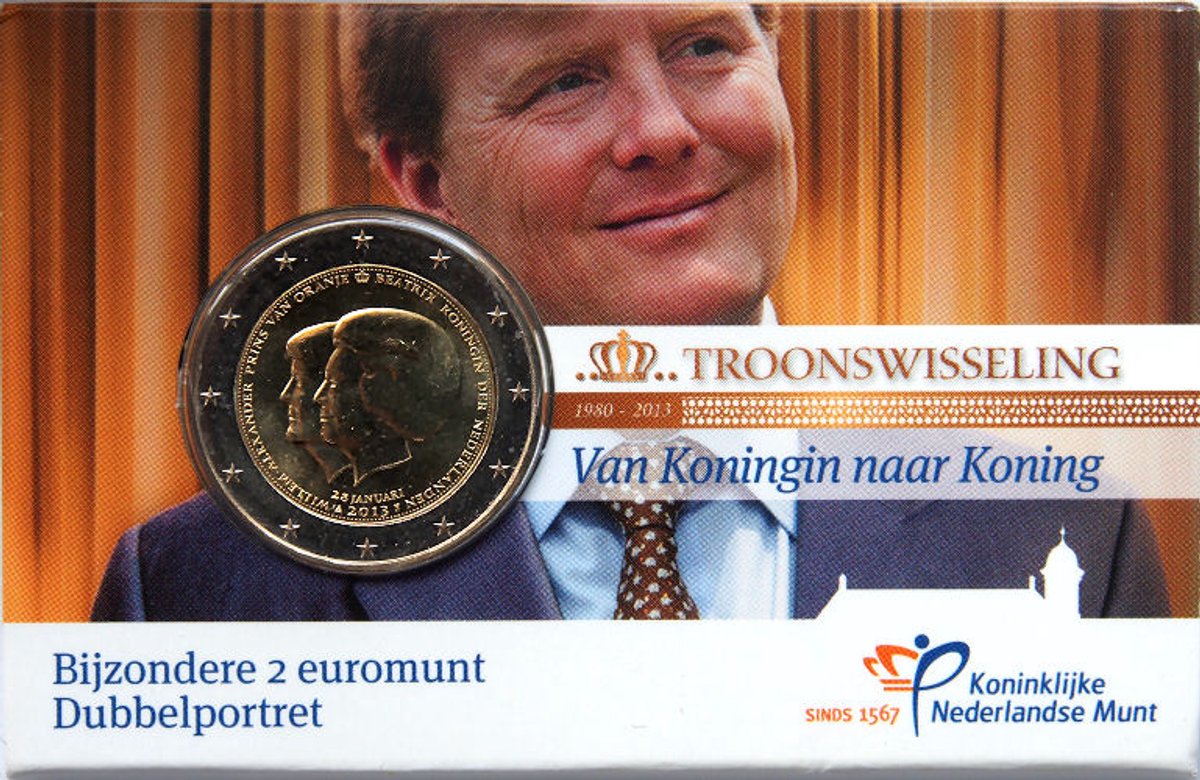 Nederland: 2 Euro 2013 Troonswisseling Dubbelportret uncirculated in coincard.