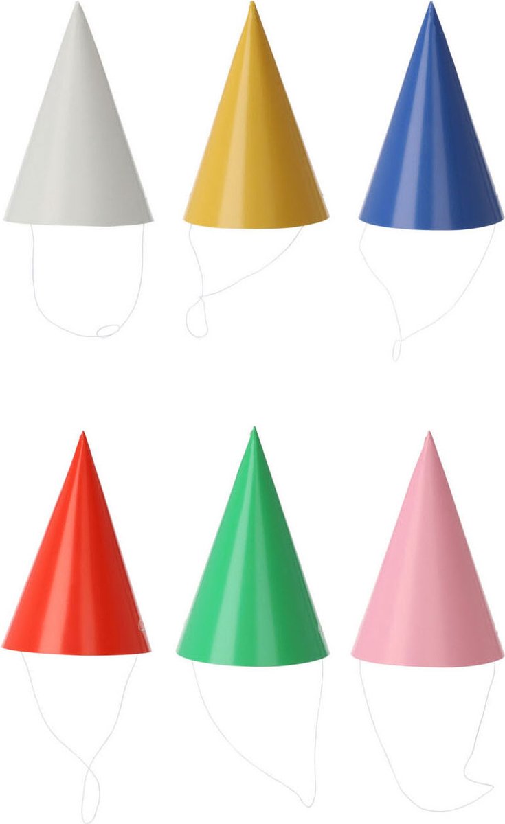 Feesthoedje Papier Kleur, 8st.