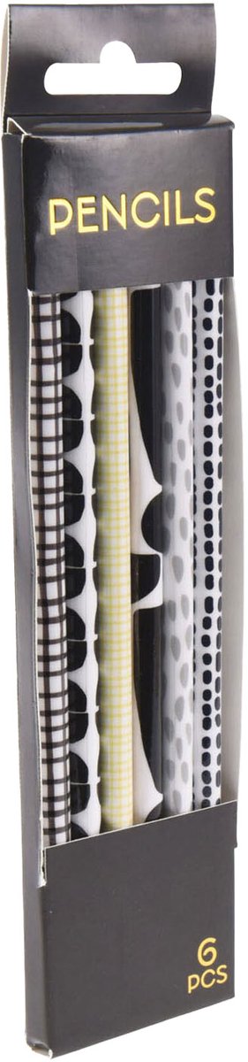 Grijze HB Potloden Zwart/Wit, 6st.