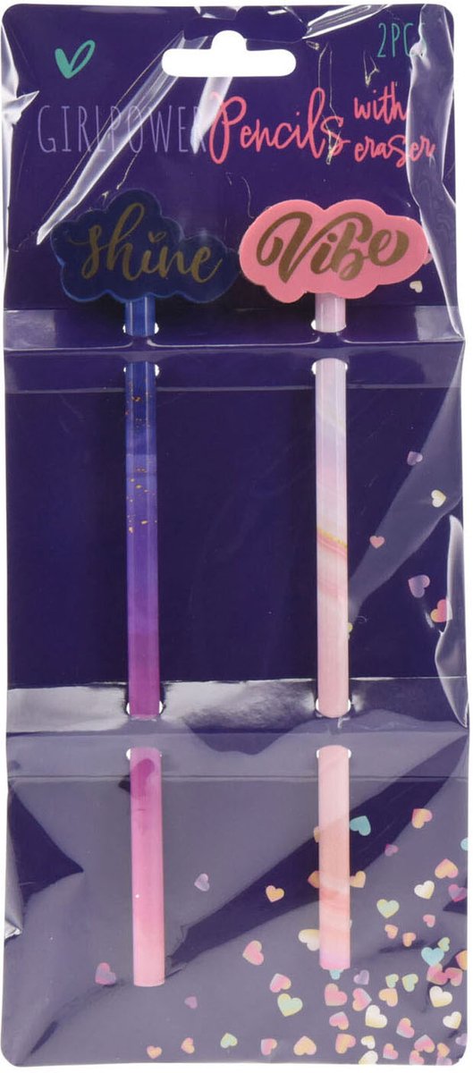 Grijze Schoolpotloden Roze/Paars, 2st.