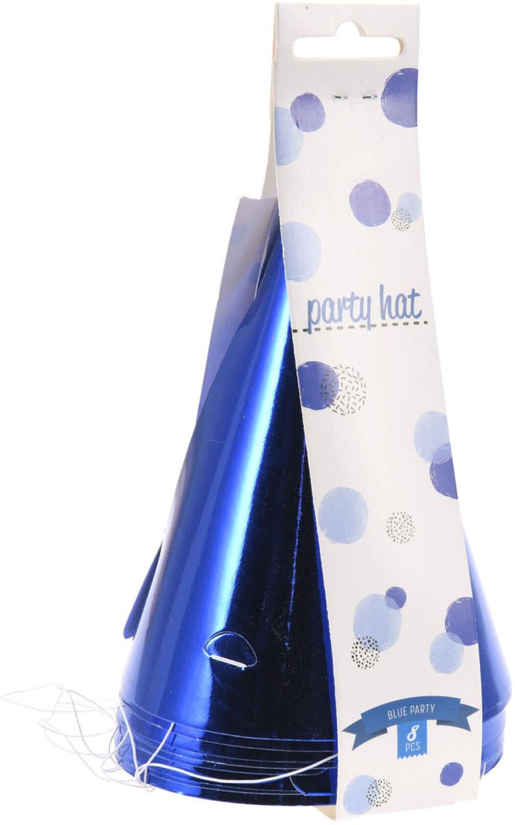 Hoedje Papier Blauw, 8st.