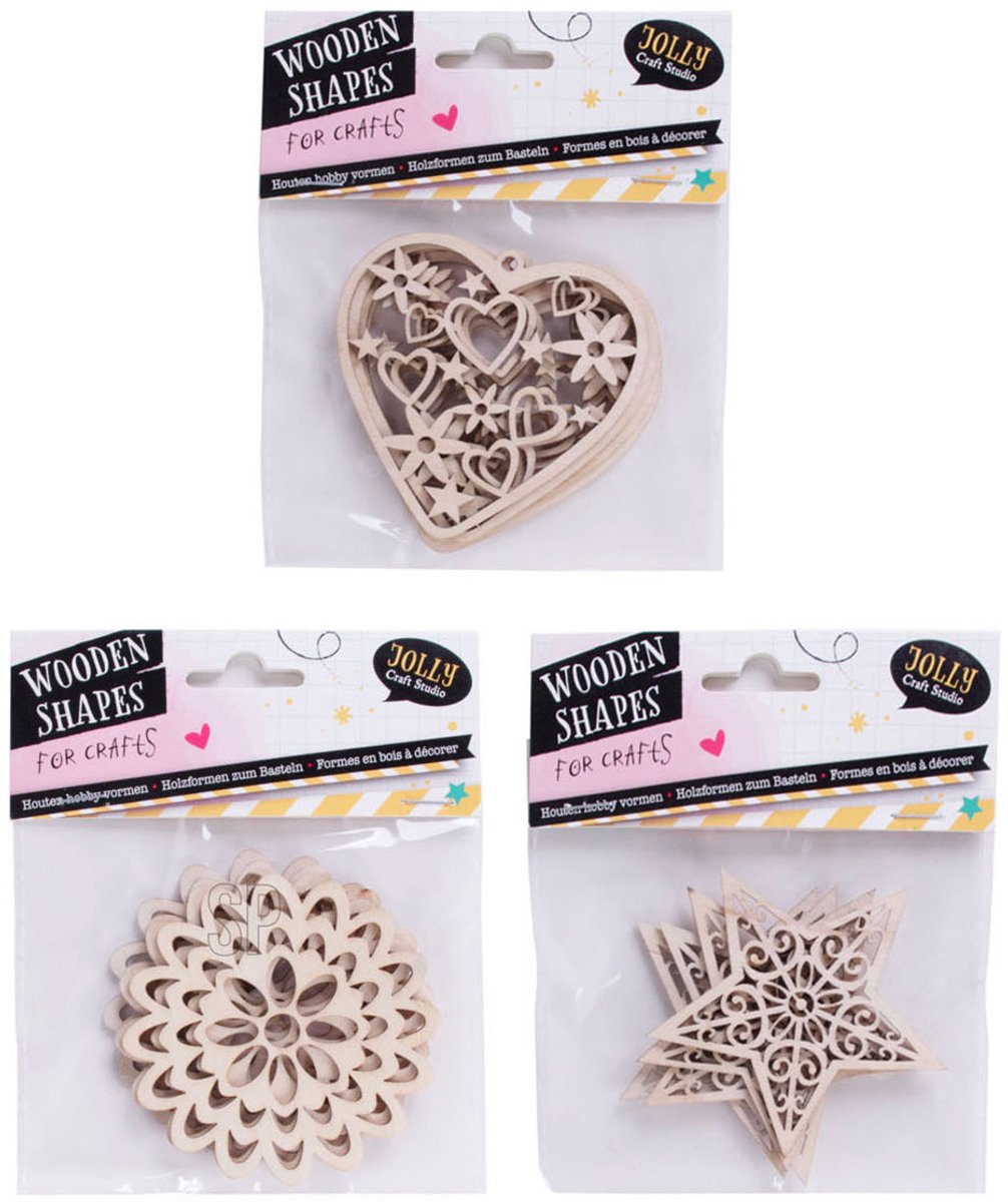 Houten Vormen Hobbyset, 4st.