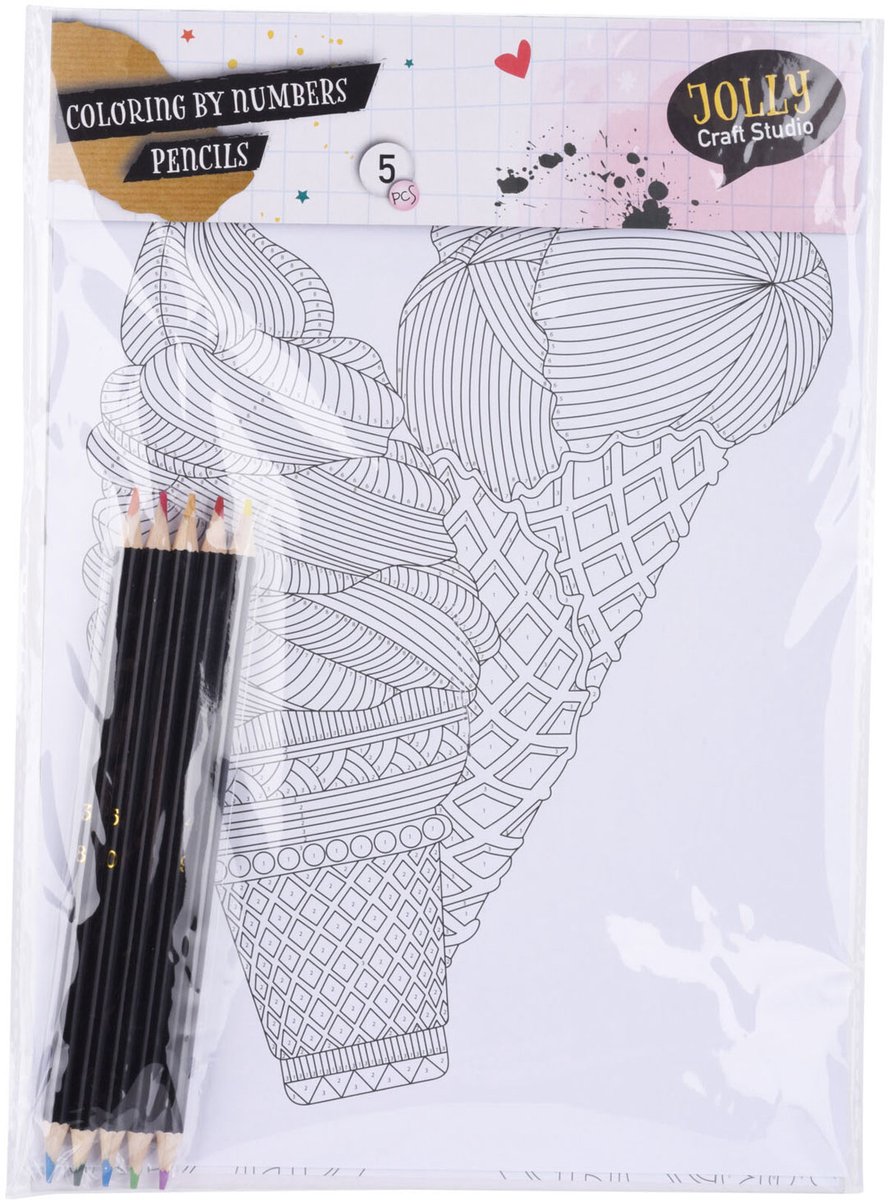 Kleuren op Nummer, 5 Vellen & potloden