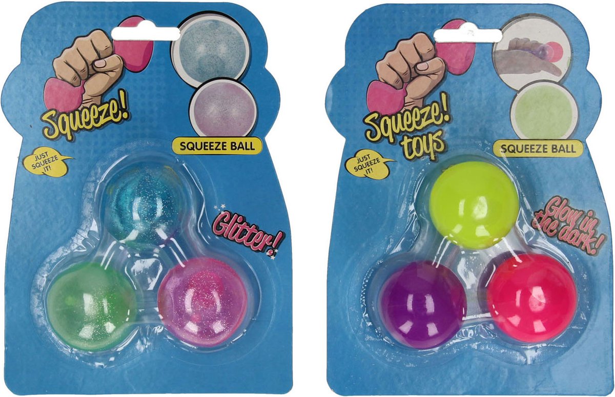 Knijpbal Sticky Kleur, Set van 3