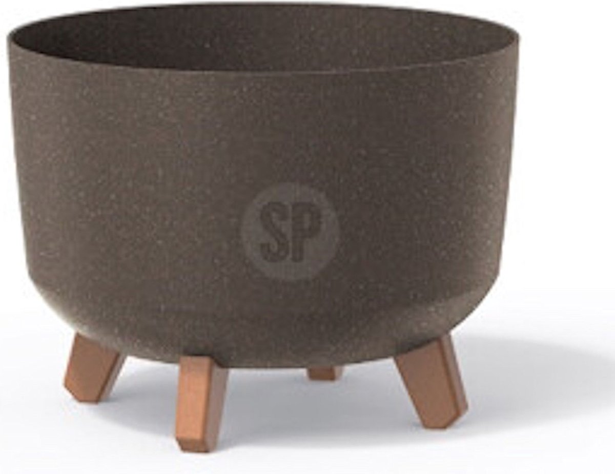 Eco bloempot speelgoed op pootjes karton multicolor bruin 200x175mm.