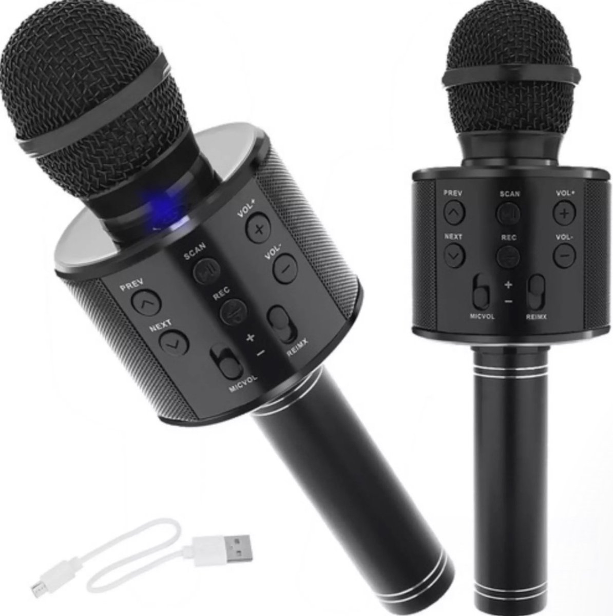 Karaoke microfoon - FM radio - draadloos met Bluetooth - USB oplaadbaar