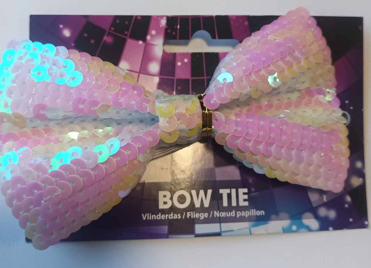 Strikje Met Pailletten - vlinderdas Polyester - Parelmoer