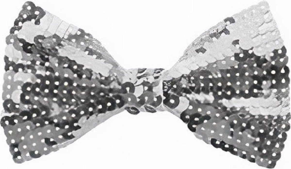 Strikje Met Pailletten - vlinderdas Polyester - Zilver