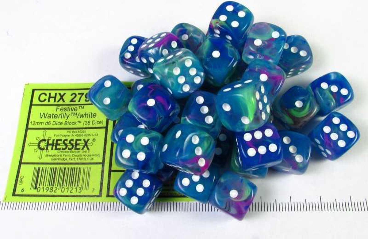 Set 36 6-zijdig, 12mm Festive Waterlily w/white