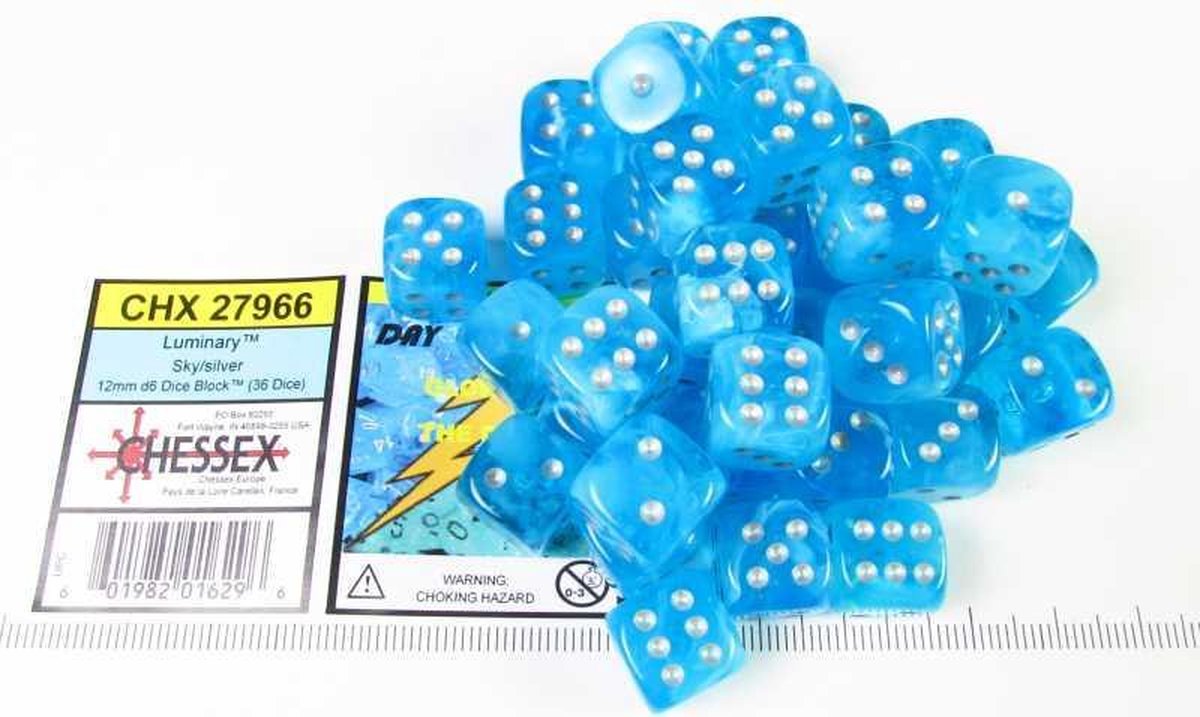 Set 36 6-zijdig, 12mm Luminary Sky w/silver