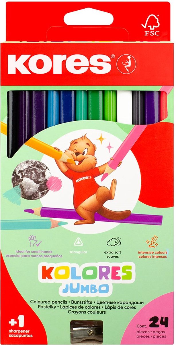 KORES kleurpotloden - JUMBO KOLORES - 24 kleuren