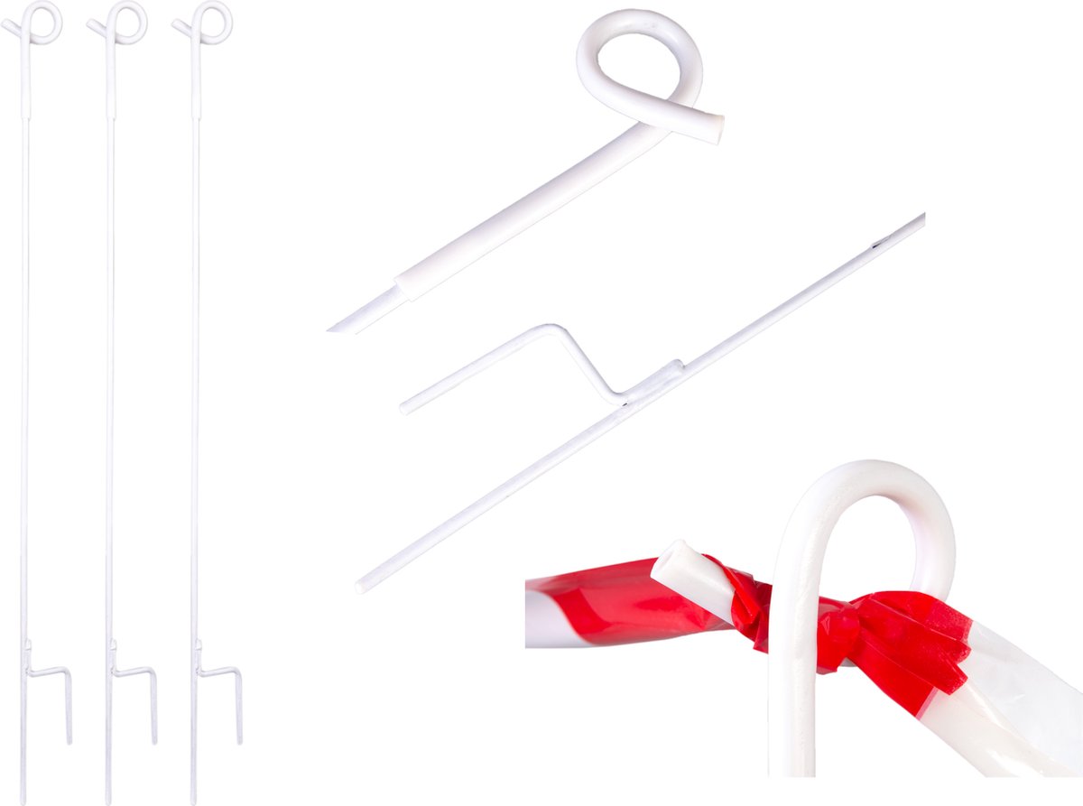   - Bevestigingspaal voor o.a. Afzetlint en Schrikdraad - Wit - 1 stuk - Gepoedercoat Veerstaal + Kunststof - Afzetlintpaaltje - Voorzien van Voetstuk om het Paaltje in de Grond te Drukken - (027.0024)