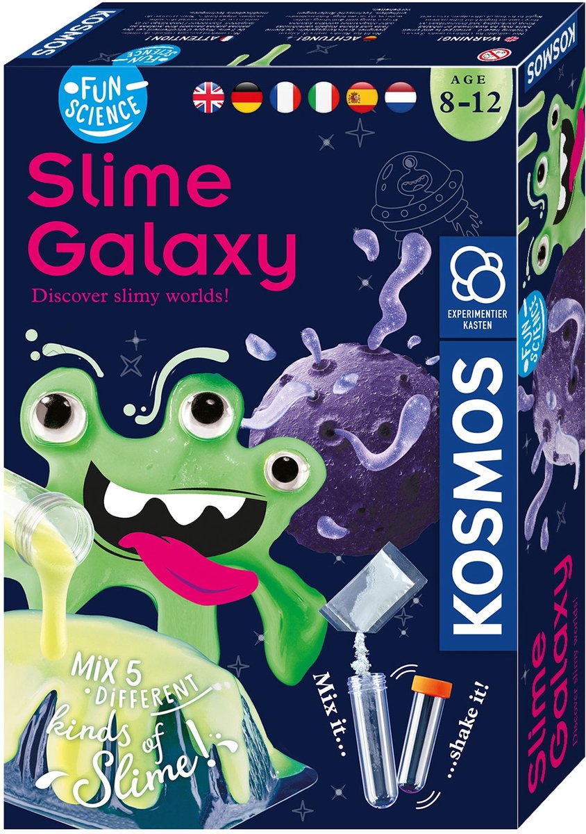 Kosmos Slime Galaxy – Experimenteerset – Maak je eigen kosmische slijm – Met glitterpoeder en galactisch effect – Slijm maken in ruimte-thema
