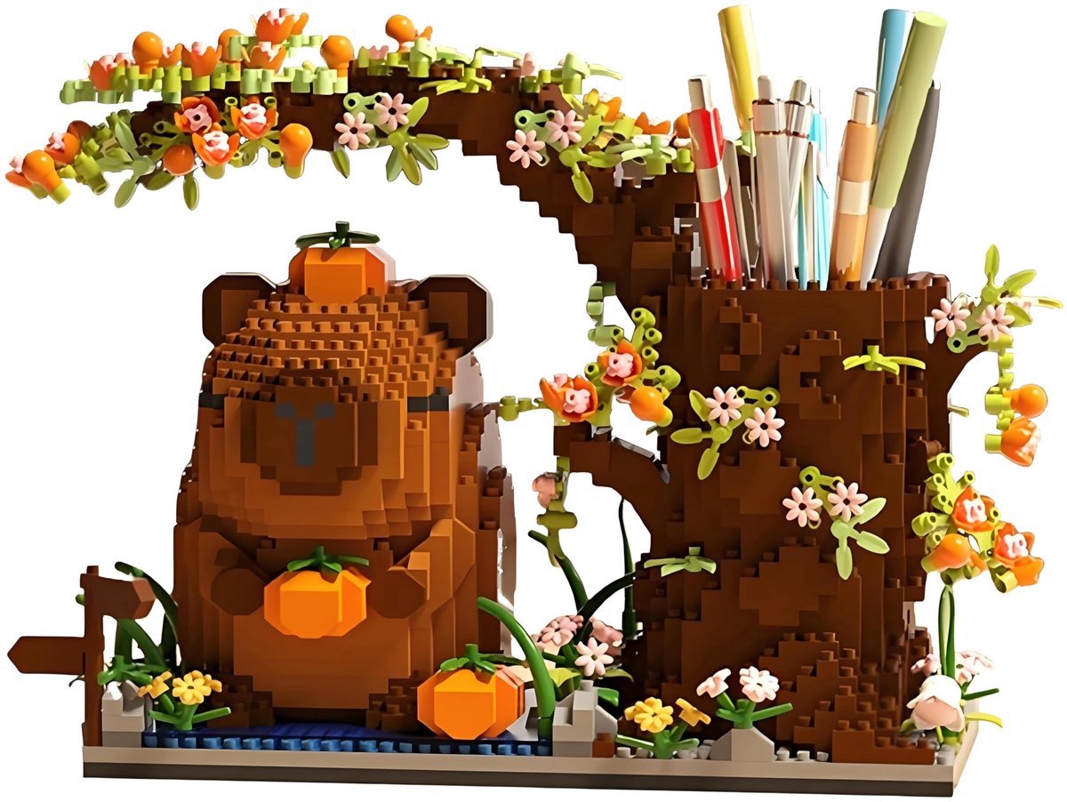 Kraftverdia - Bouwpakket van capybara - Capybara pennenbakje - Bouwspeelgoed - Bouwpakketten volwassenen - Bouwpakket kinderen - Niet geschikt voor LEGO - Decoratie voor Huis, Cadeau, Kerst, Oudjaar, Nieuwjaar