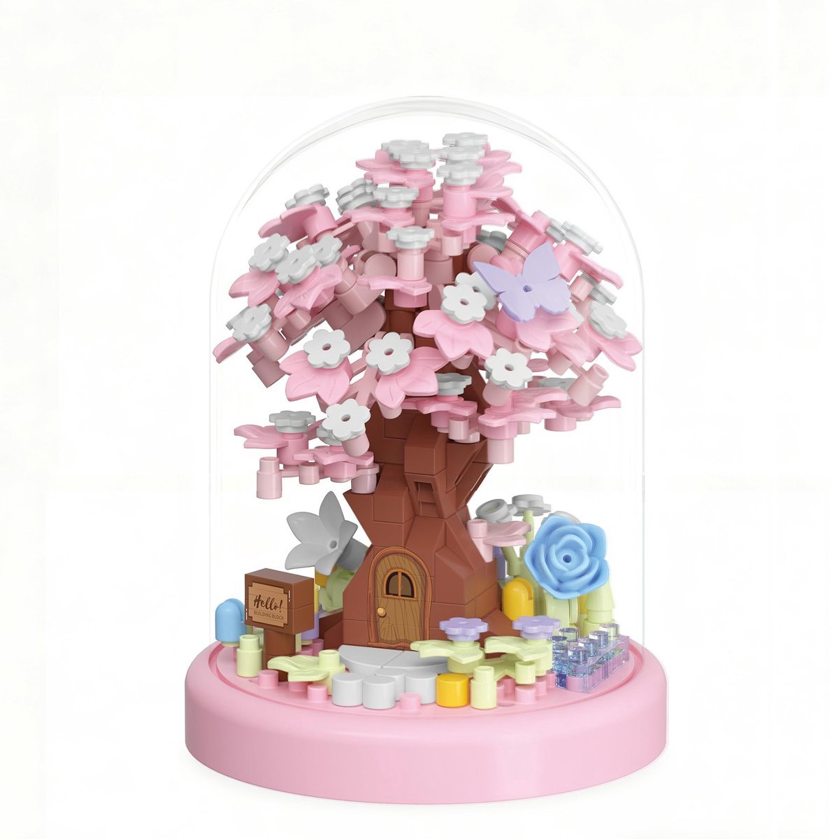 Kraftverdia - Bouwspeelgoed - Bouwpakketten volwassenen - Bouwpakket kinderen - Boomhut Serie Collection - Botanical Bloemen - Bouwsets - Niet geschikt voor LEGO - Lentekers - Decoratie voor Huis, Cadeau, Kerst, Oudjaar, Nieuwjaar