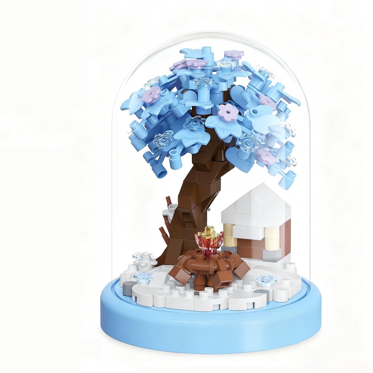 Kraftverdia - Bouwspeelgoed - Bouwpakketten volwassenen - Bouwpakket kinderen - Boomhut Serie Collection - Botanical Bloemen - Bouwsets - Niet geschikt voor LEGO - Wintersneeuw - Decoratie voor Huis, Cadeau, Kerst, Oudjaar, Nieuwjaar