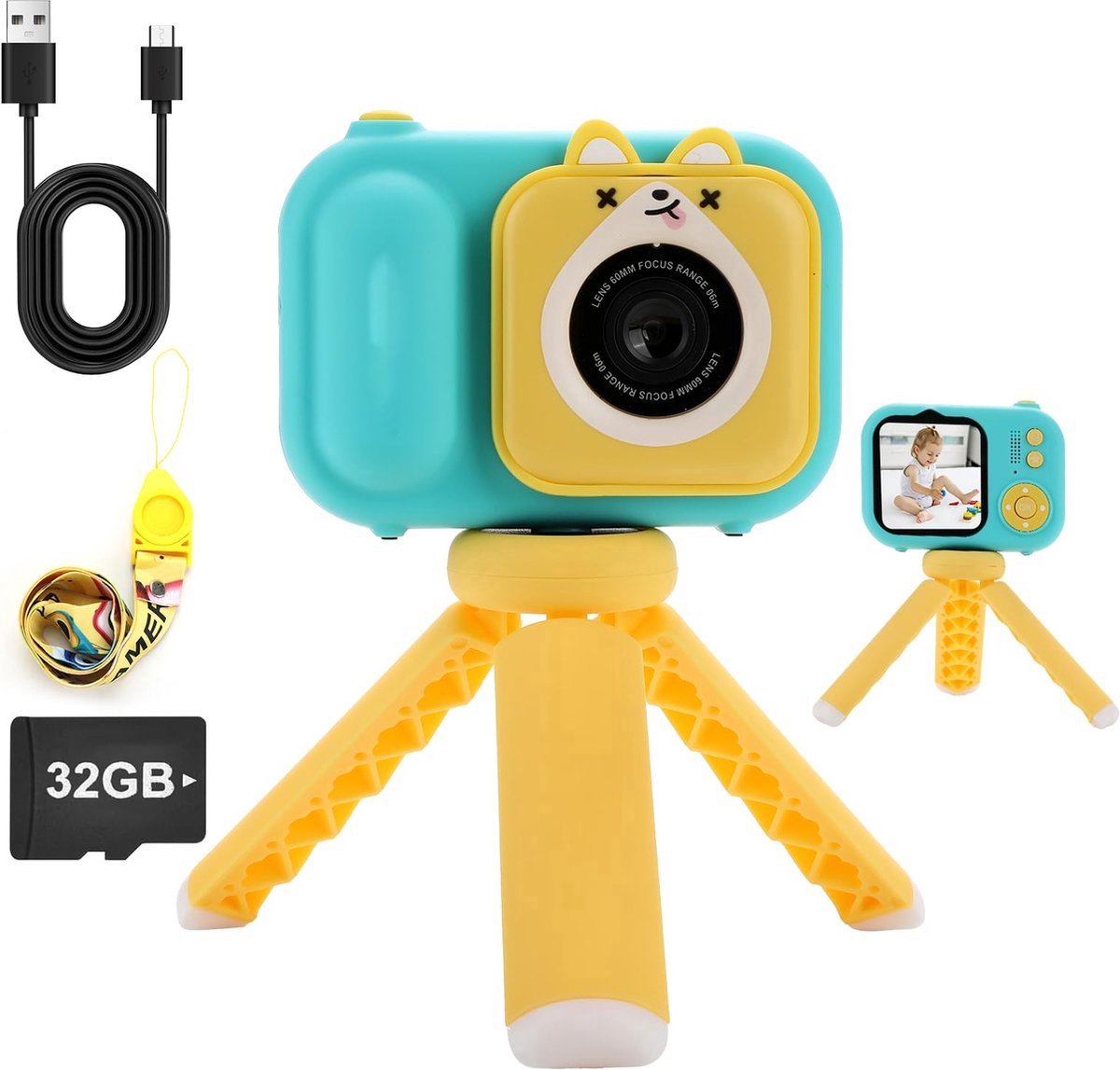  ® - Kindercamera met statief - voor meisjes en jongens van 3 tot 12 jaar - Digitale videocamera voor kinderen om te vloggen - 2,4