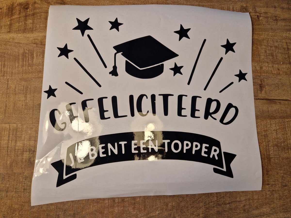 Herbruikbare raamsticker geslaagd 60x60cm (zwart)