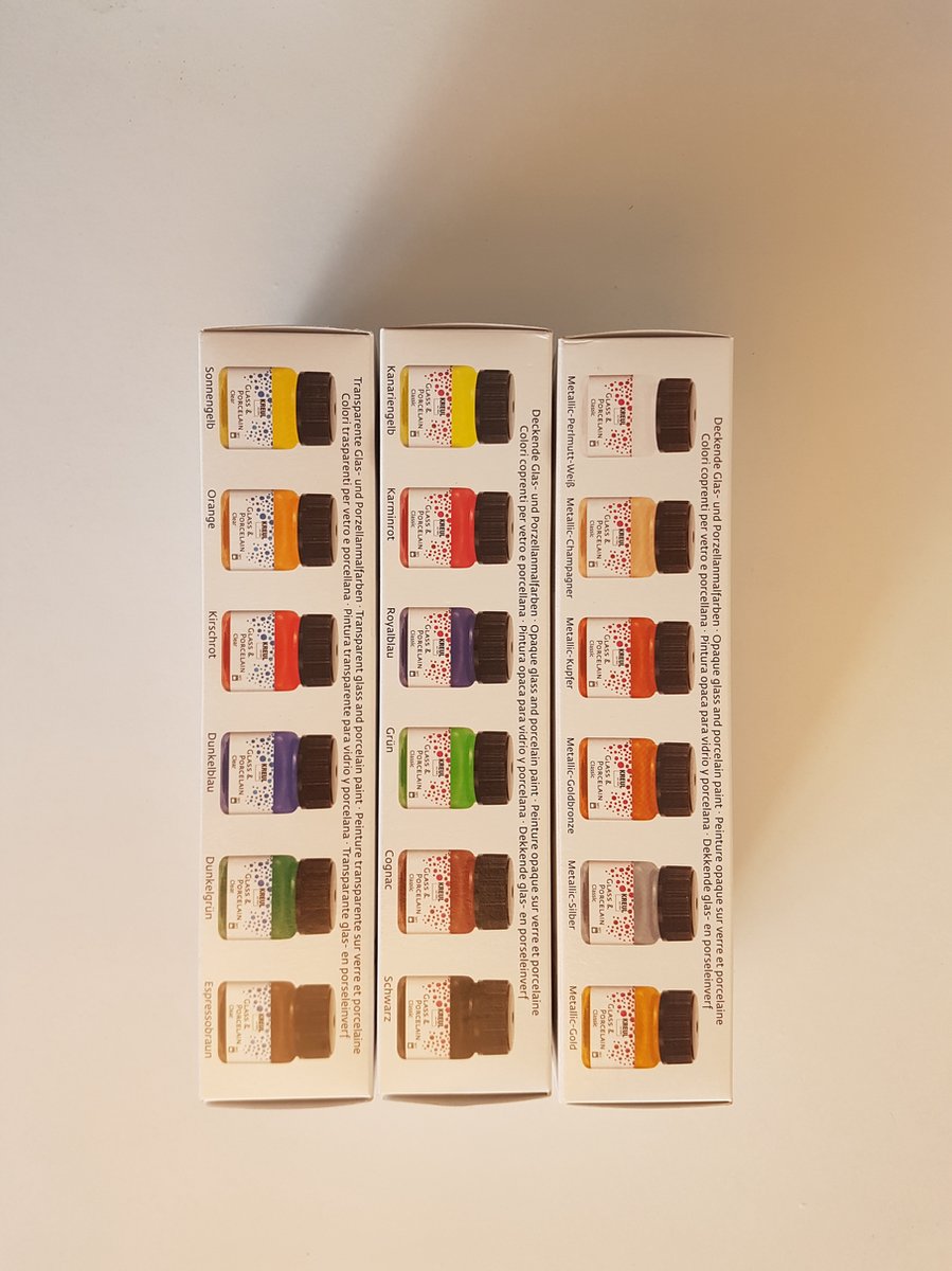 Kreul porseleinverf-set van 18 kleuren-6 x metallic-6 x classic-6 x clear