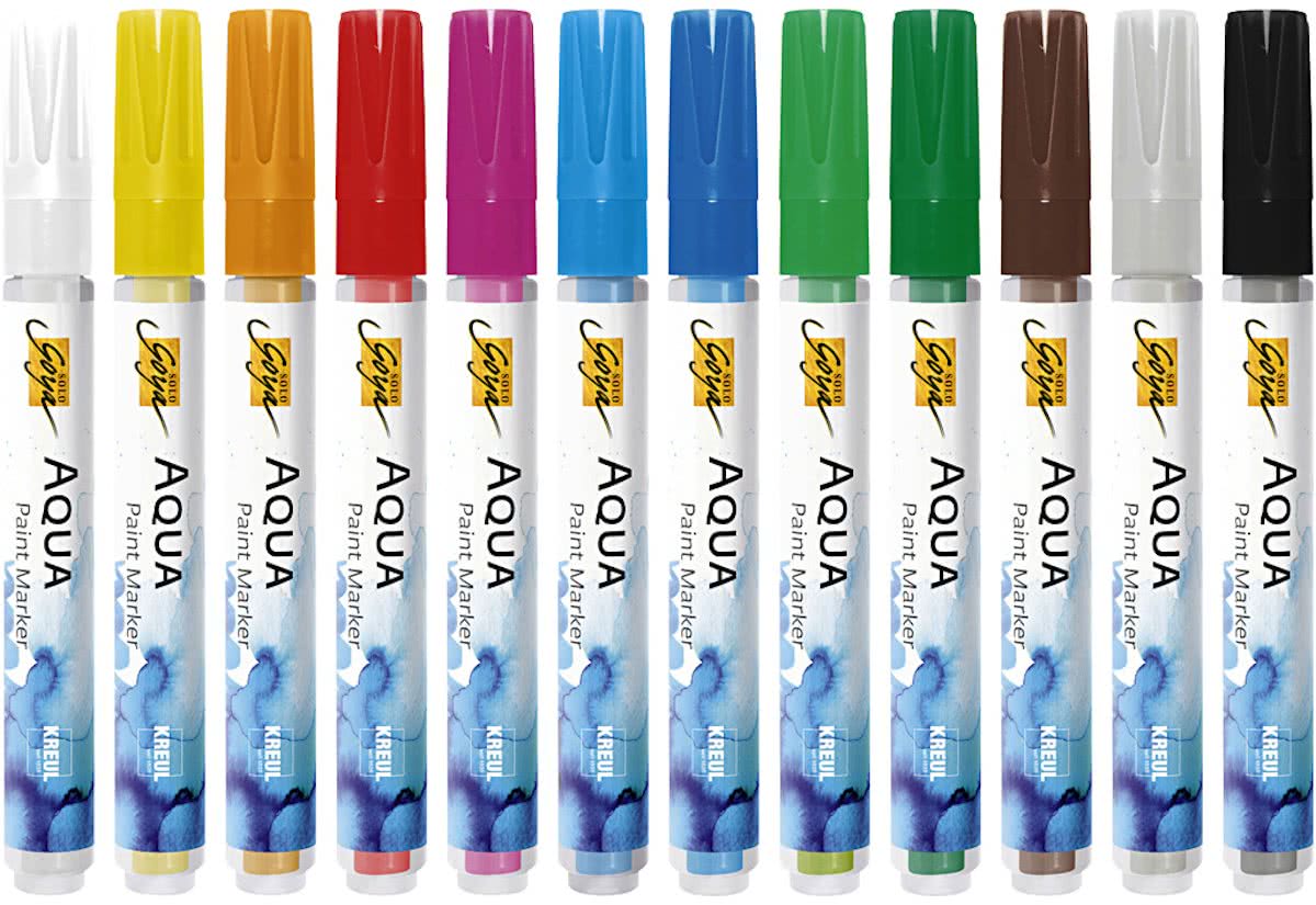 SOLO GOYA Aqua Paint Marker Set, 12 stuks, kleuren assorti