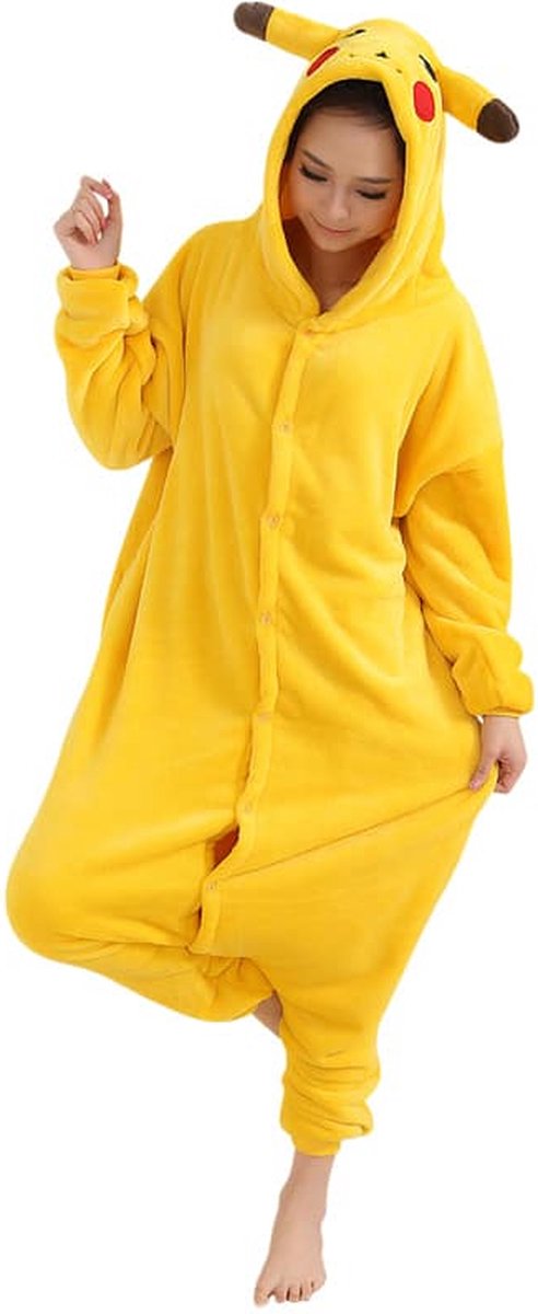 KrijgHonger - Gele Dieren Onesie - Maat S (145-155cm) - Kostuum- Pyjama - Voor Kinderen & Volwassenen - Carnavalskleding - Verkleedkleding - Huispak