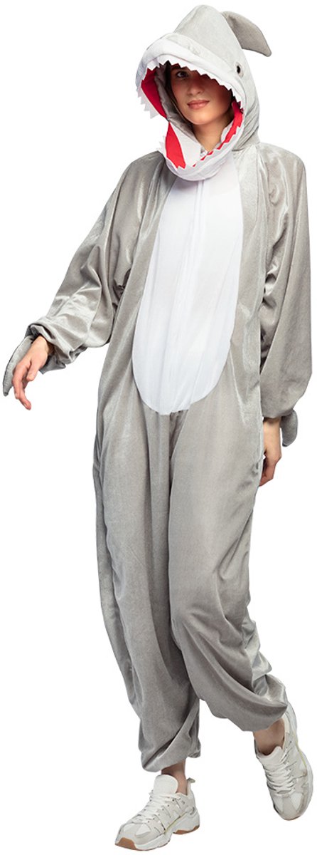 KrijgHonger - Haai Onesie - Maat S - Geschikt Voor (120 - 140 cm ) - Voor Volwassenen - Pyjama - Verkleedkleding - Carnavalskleding - Dieren Onesie - Huispak - Valentijnsdag - Carnaval
