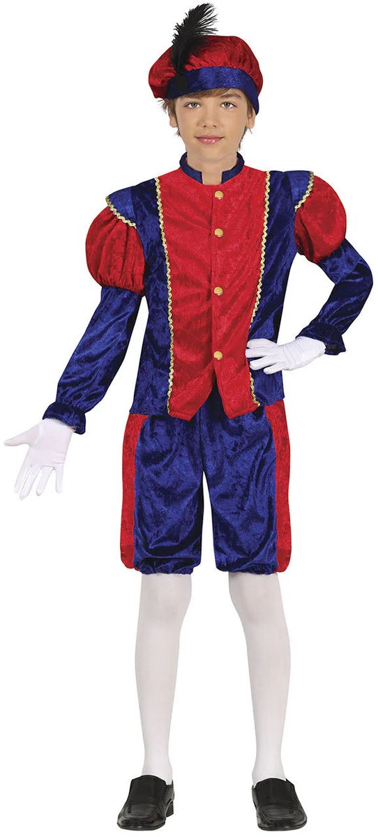 KrijgHonger - Pietenpak Kind Rood/Blauw - Maat 5-6 jaar (116) - Sinterklaas - Kinderkostuum - Verkleedkleding - Verkleed als Piet