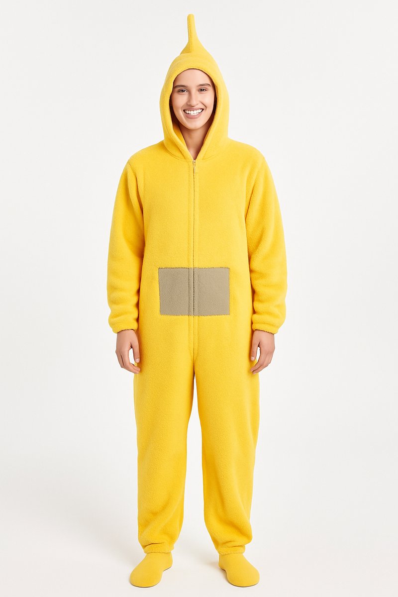 KrijgHonger - Teletubbie Onesie - Geel Verkleedkostuum Volwassenen - XL (170-180cm) - Onesie Pyjama - Verkleed als teletubbie Laa-Laa - Carnavalskleding - Verkleedkleding - Teletubbie kostuum - Groepskostuum