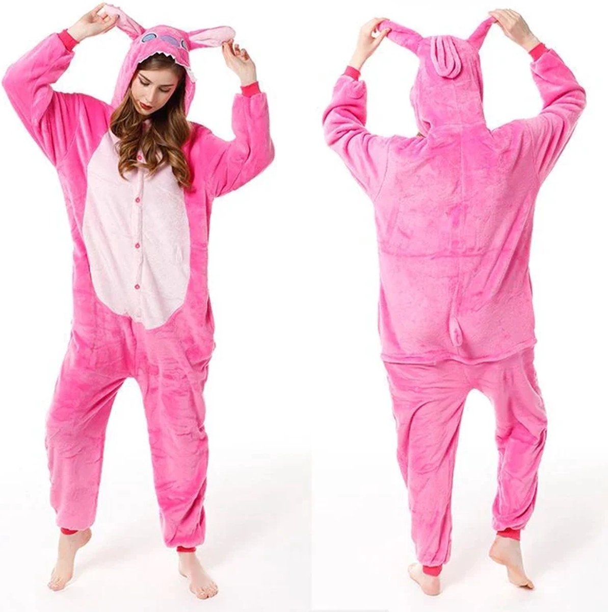 KrijgHonger – Roze Fantasy Onesie – Maat L (165–175 cm) – Unisex Verkleedkostuum / Pyjama – Dierenpak – Carnaval – Halloween – Lounge Outfit – Voor Kinderen & Volwassenen